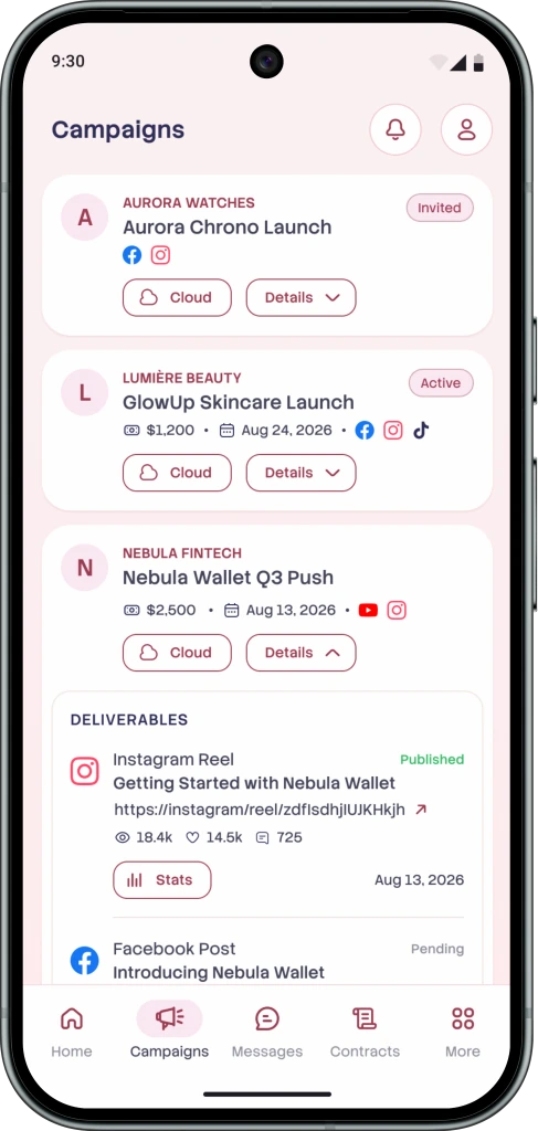 Creator app screen 2