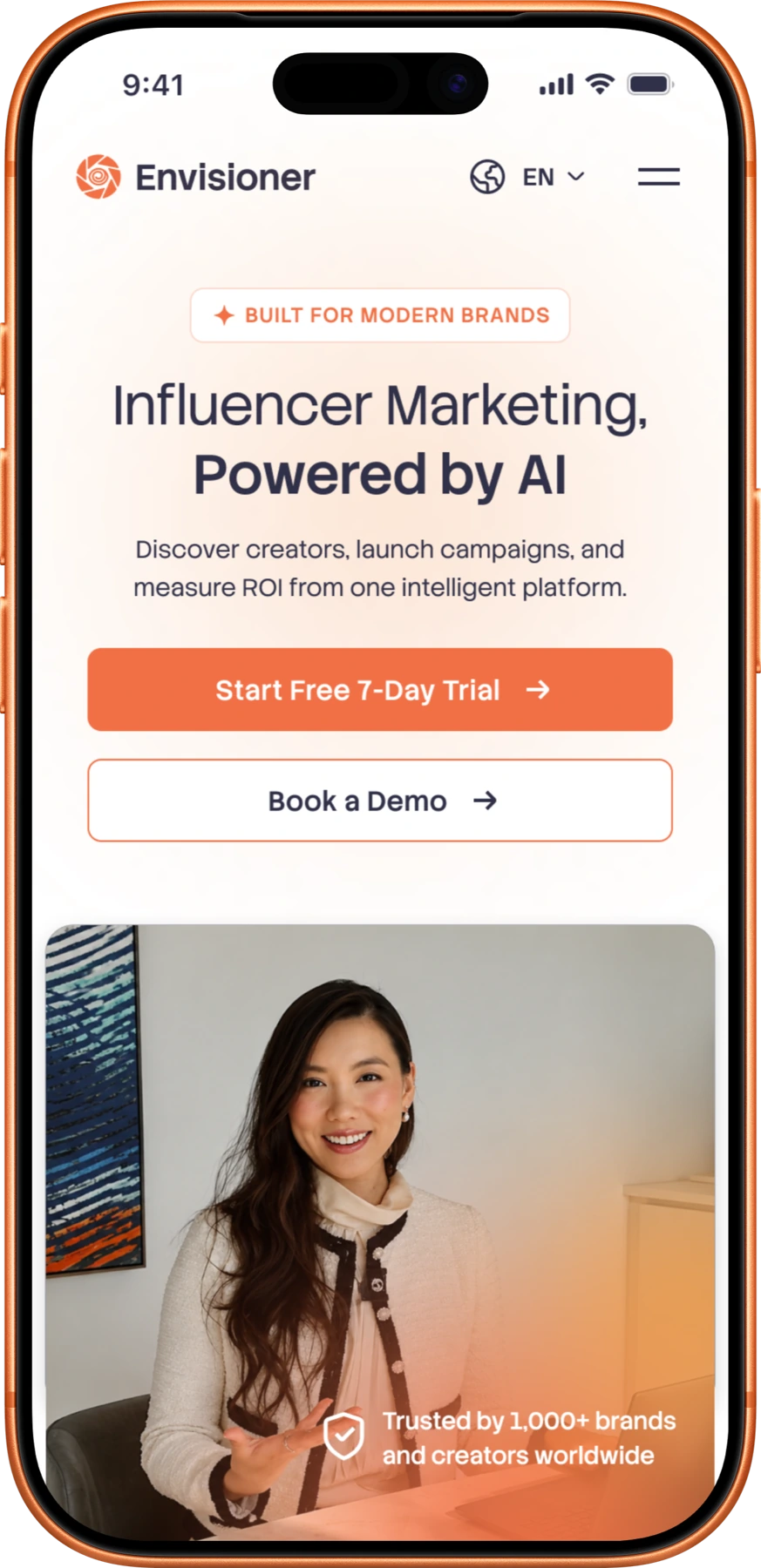 Envisioner app screen 1